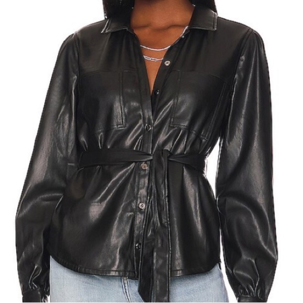 Paige Belize Faux Leather Shacket Size XS - Picture 3 of 16